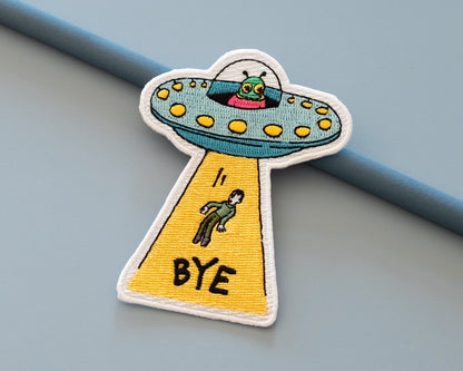 #130 BYE UFO Iron-On Patch - Cool Retro Patch