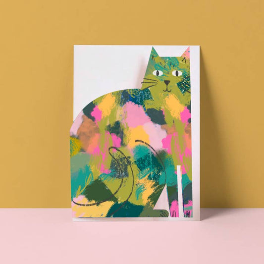 Splodge Cat cut out card