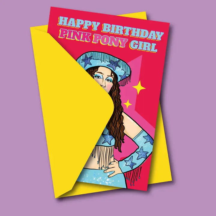 Happy Birthday Pink Pony Girl Greeting Card