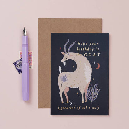 Capricorn Star Sign Goat Zodiac Birthday Card