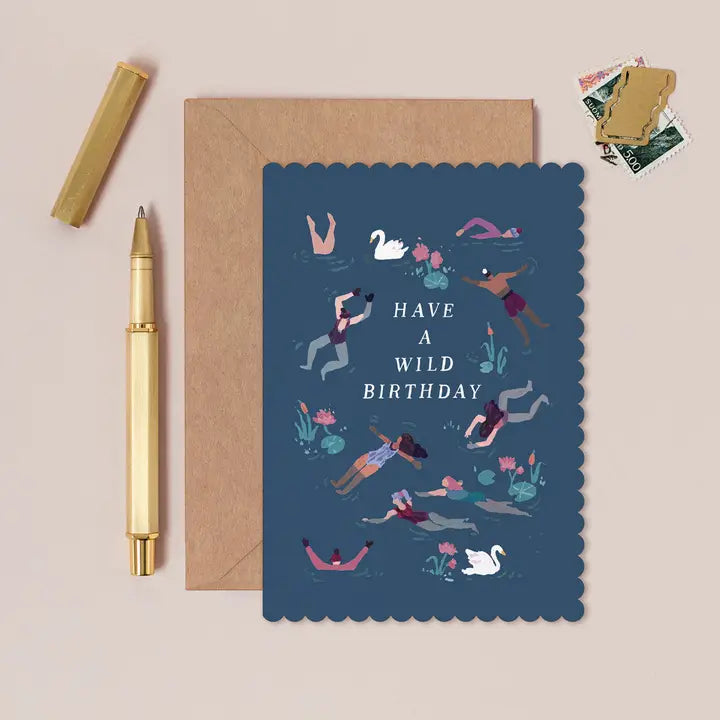 Wild Swimming Birthday Card