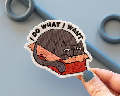 #131 I Do What I Want Cat Iron-On Patch