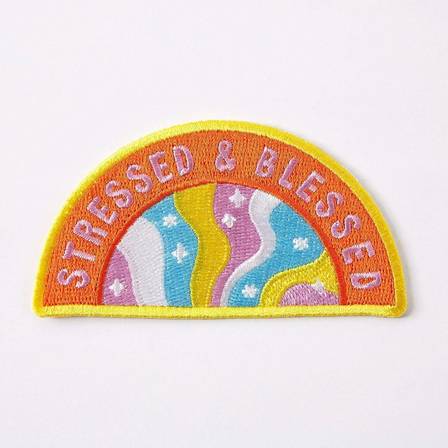 #109 Stressed and Blessed Embroidered Iron On Patch