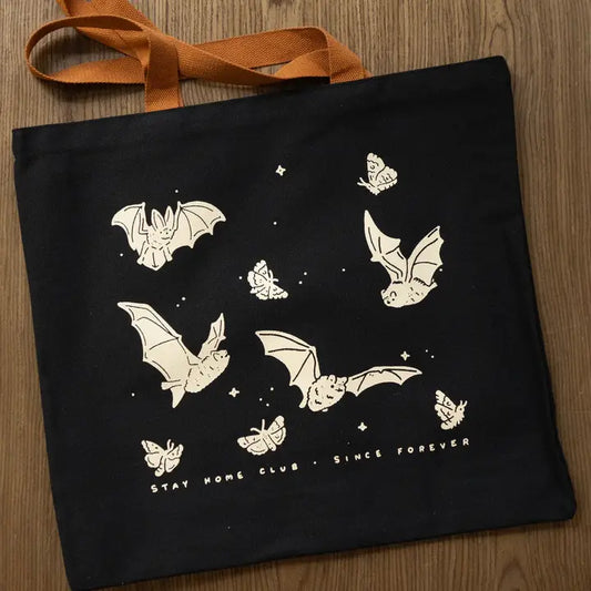 Echolocation Flat Tote | Black Canvas Tote Bag