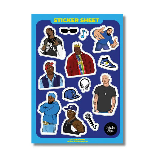 Rappers Hip Hop Rap Sticker Sheet