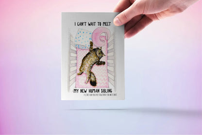 Cat Baby Sibling New Baby Card