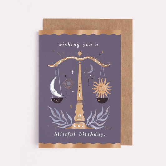 Libra Star Sign Scales Zodiac Birthday Card