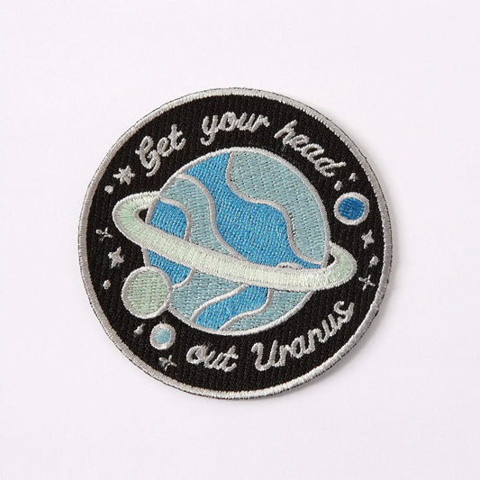 #74 Get Your Head Out Uranus Embroidered Iron On Patch