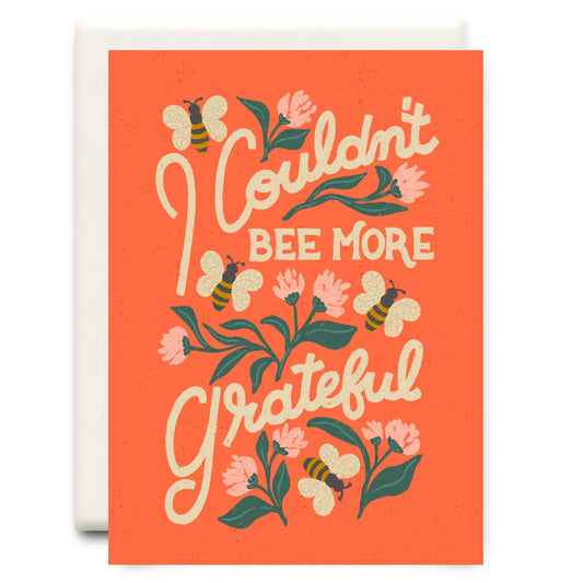 I Couldn't Bee More Grateful Red Thank You Greeting Card