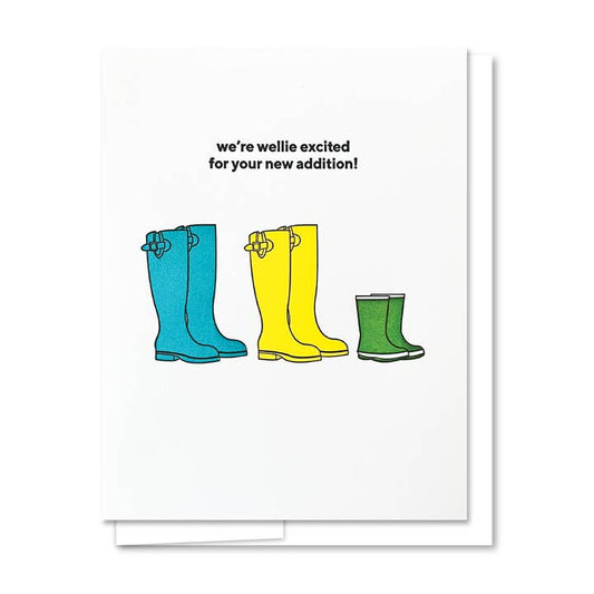 Wellie Baby Letterpress Greeting Card