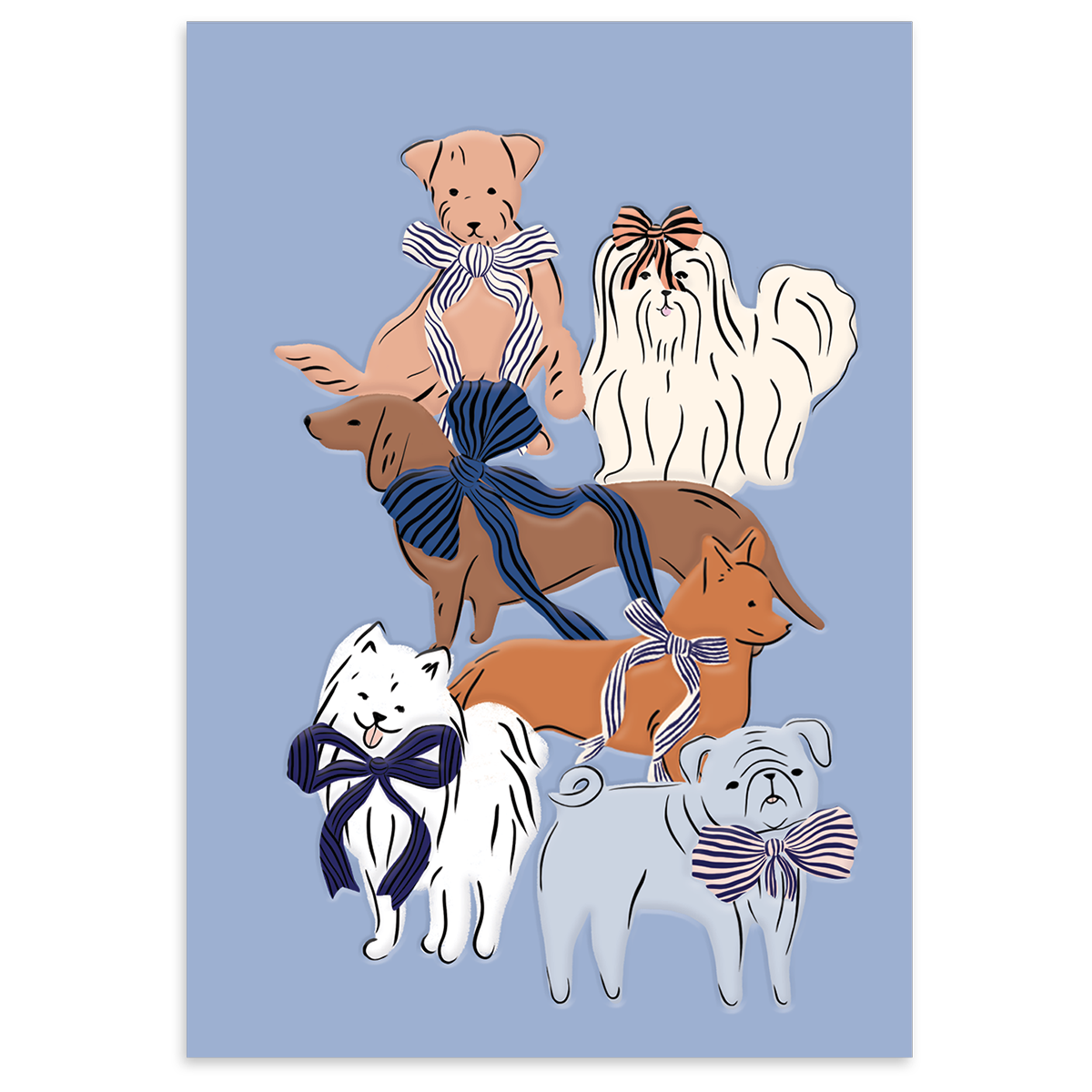 Ribbon Tails Dog Blank Boxed Note Cards