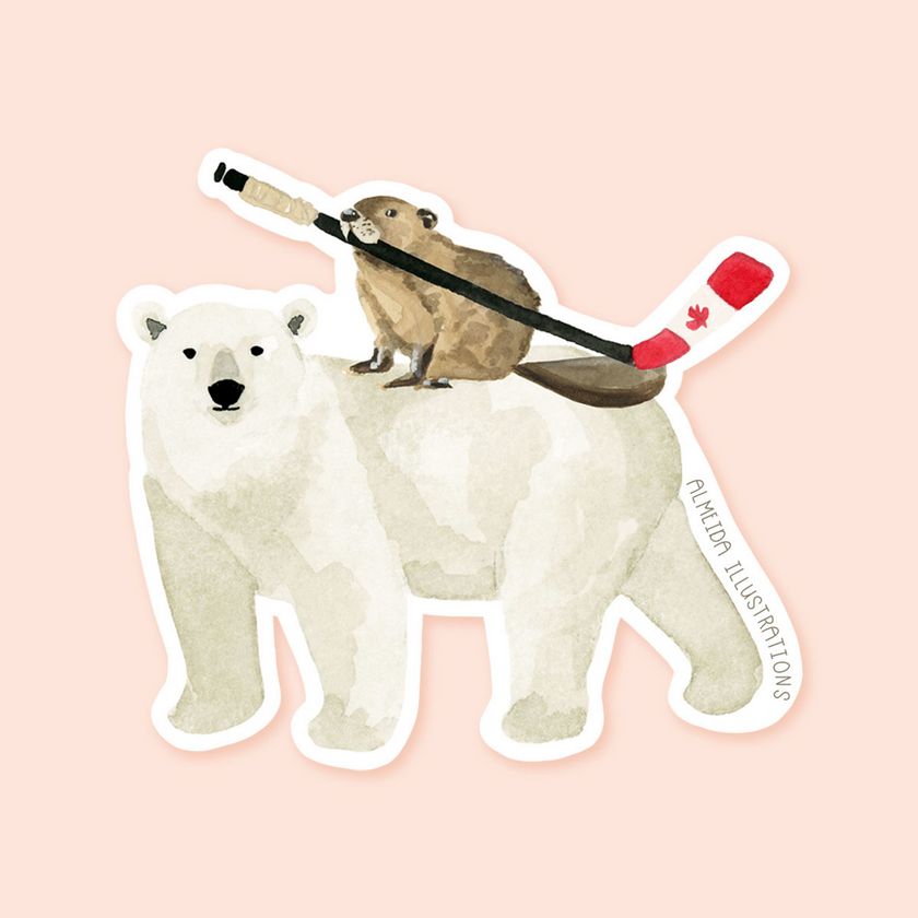 S7 Polar Bear and Beaver Canadian Animal Sticker