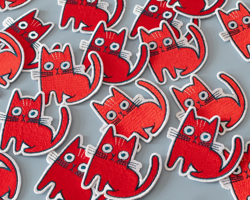 #138 Red Cat Iron-On Patch