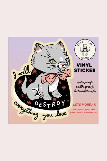 S75 Destroy Kitten Vinyl Sticker