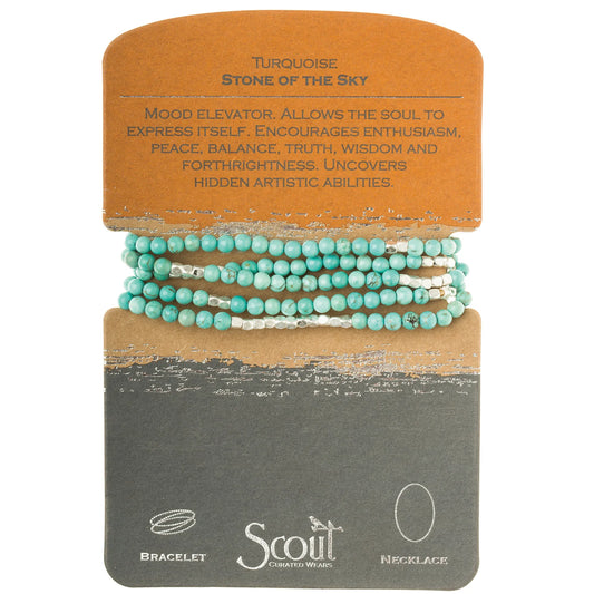 Stone Wrap Bracelet + Necklace Turquoise Silver - Stone Of The Sky