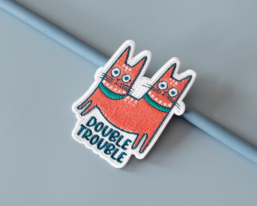 #135 Double Trouble Cat Iron-On Patch