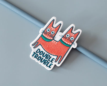 #135 Double Trouble Cat Iron-On Patch