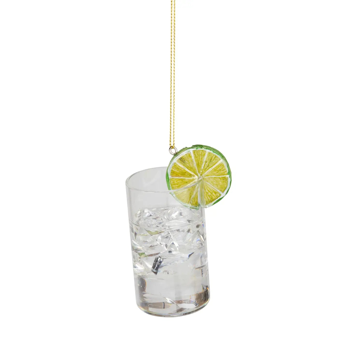 Glass Gin And Tonic With Lime Ornament