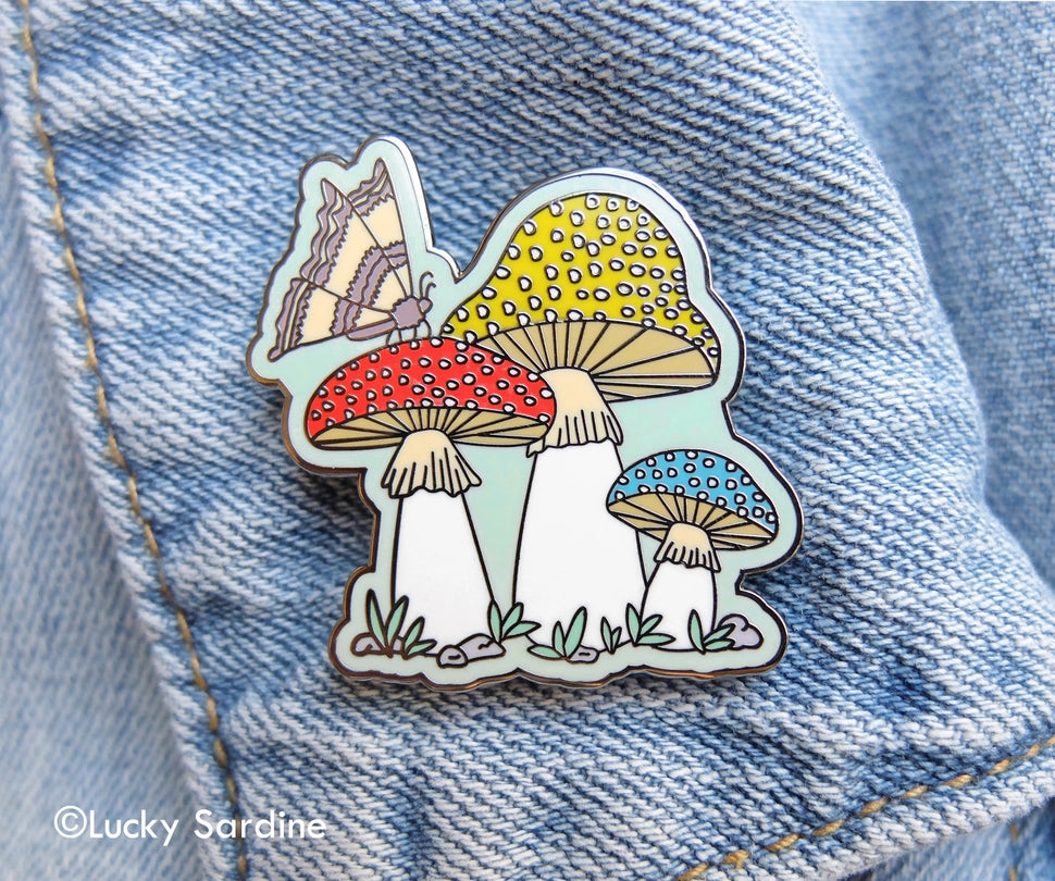 @51 Mushroom Moth Enamel Pin