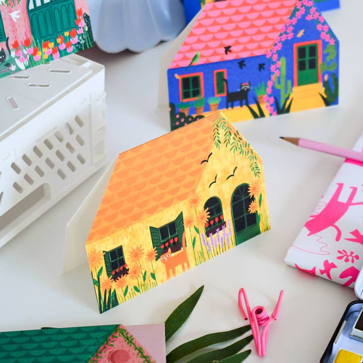 Vincat's Yellow House cut out house card