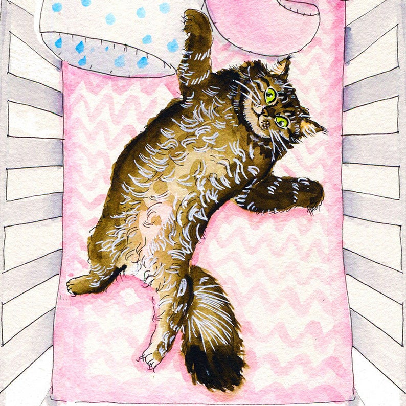 Cat Baby Sibling New Baby Card