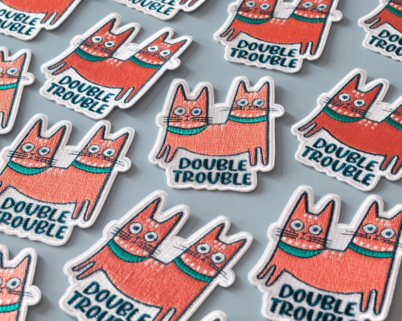 #135 Double Trouble Cat Iron-On Patch