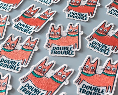 #135 Double Trouble Cat Iron-On Patch