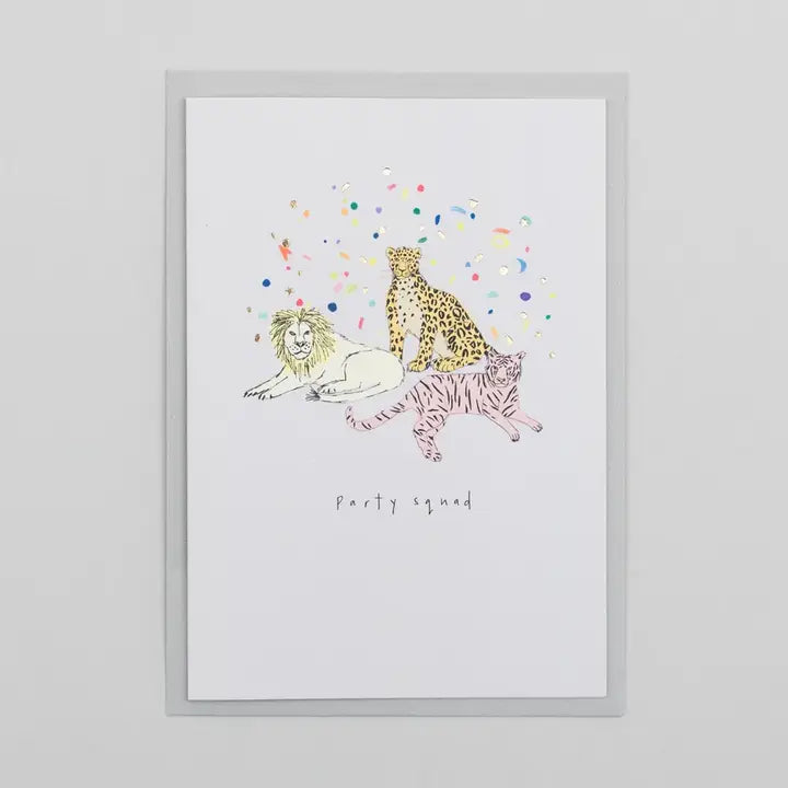 Party Squad Card With Gold Foil Confetti Birthday Card