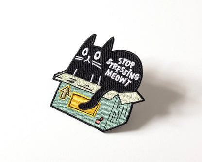 #120 Stop Stressing Meowt Cat Iron-On Patch