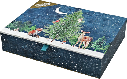 Moonlit Forest Friends Holiday Deluxe Boxed Cards