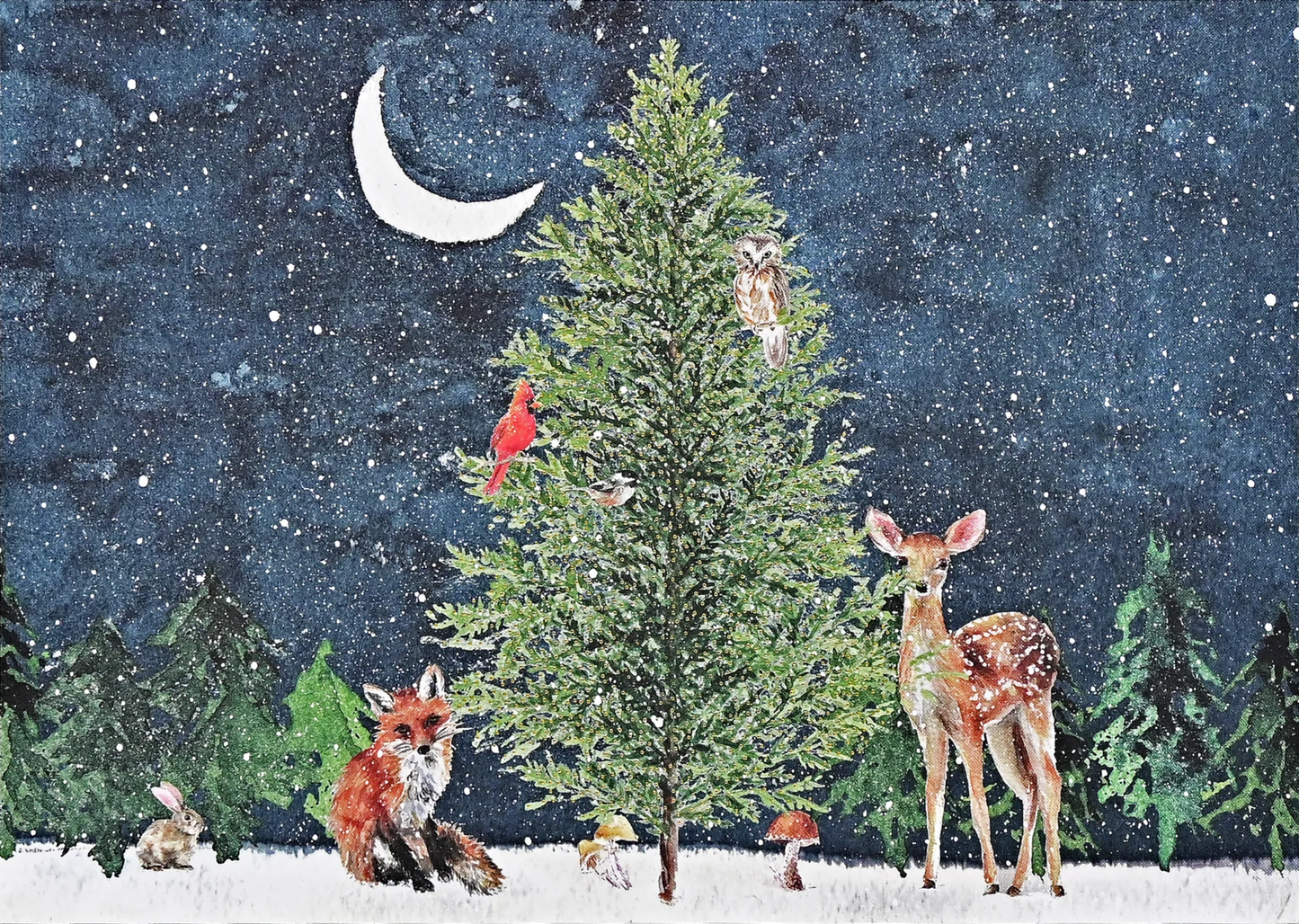 Moonlit Forest Friends Holiday Deluxe Boxed Cards