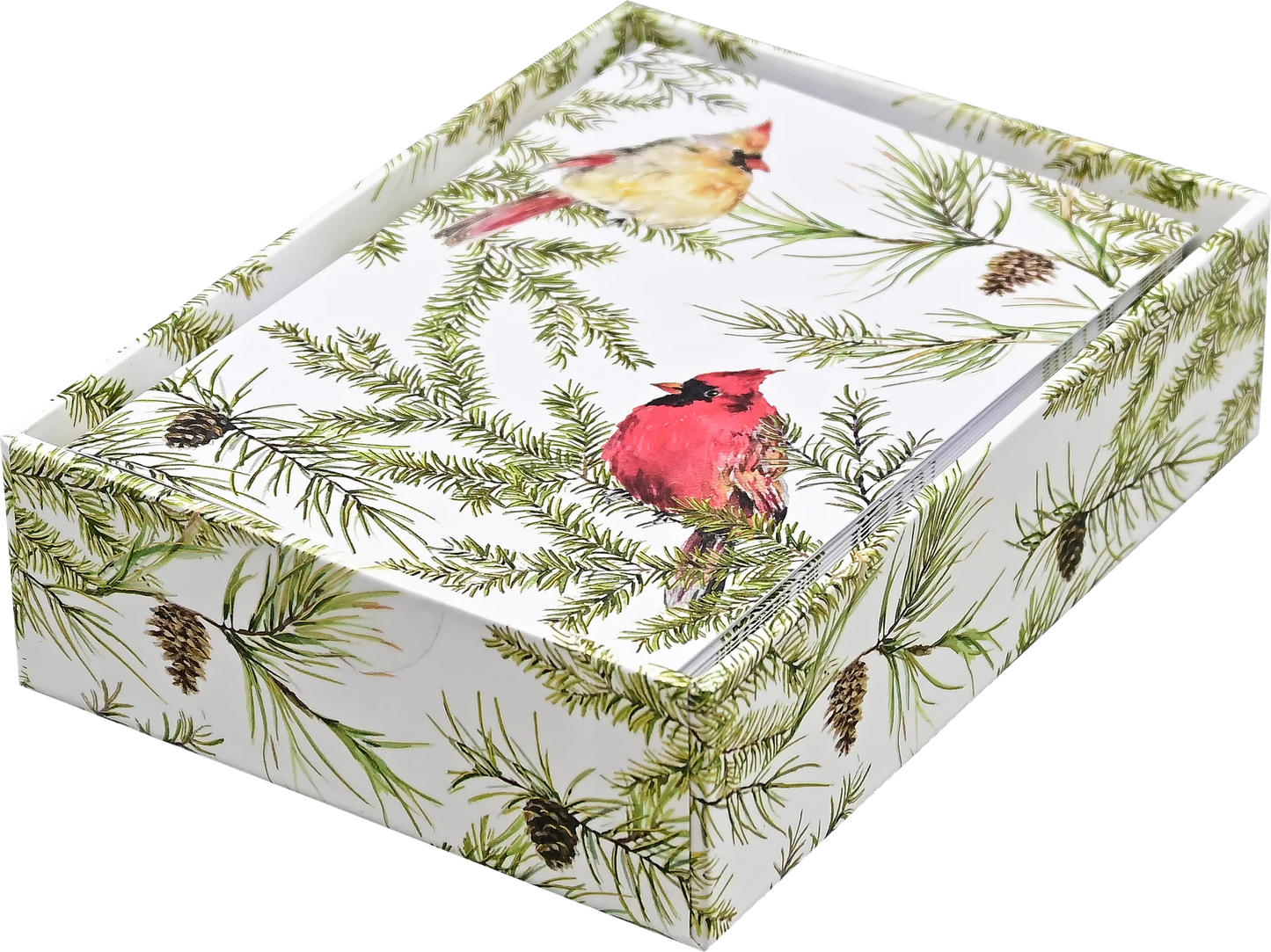 Cardinals In Evergreen Holiday Half Boxed Cards