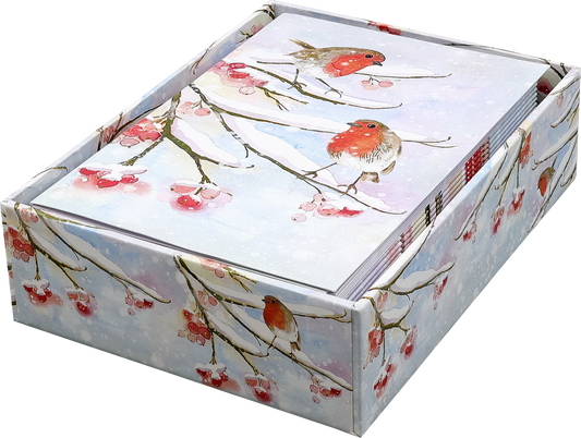 English Robins in Snow Small Boxed Holiday Cards