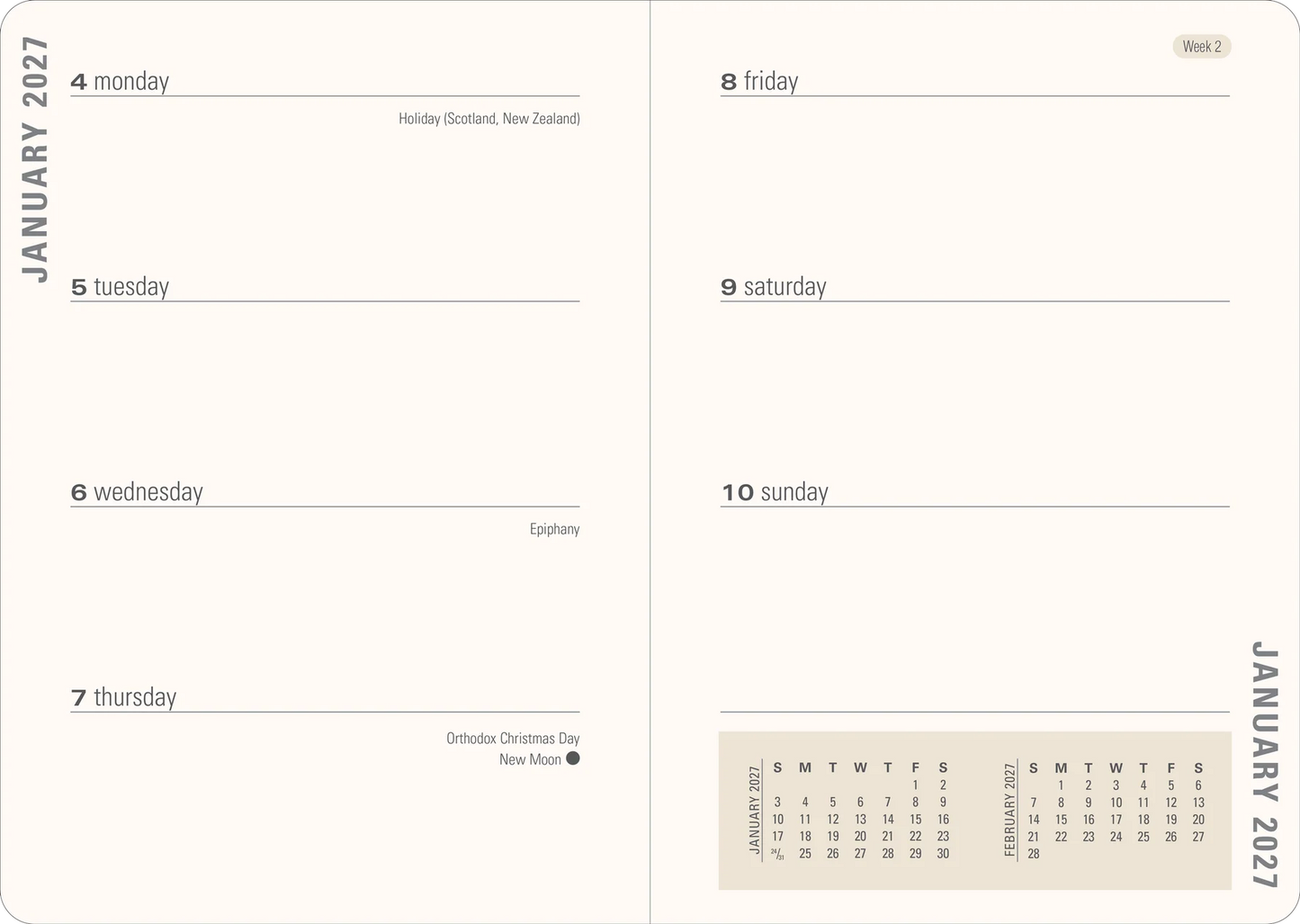 2027 Watercolour Treescape Weekly Planner