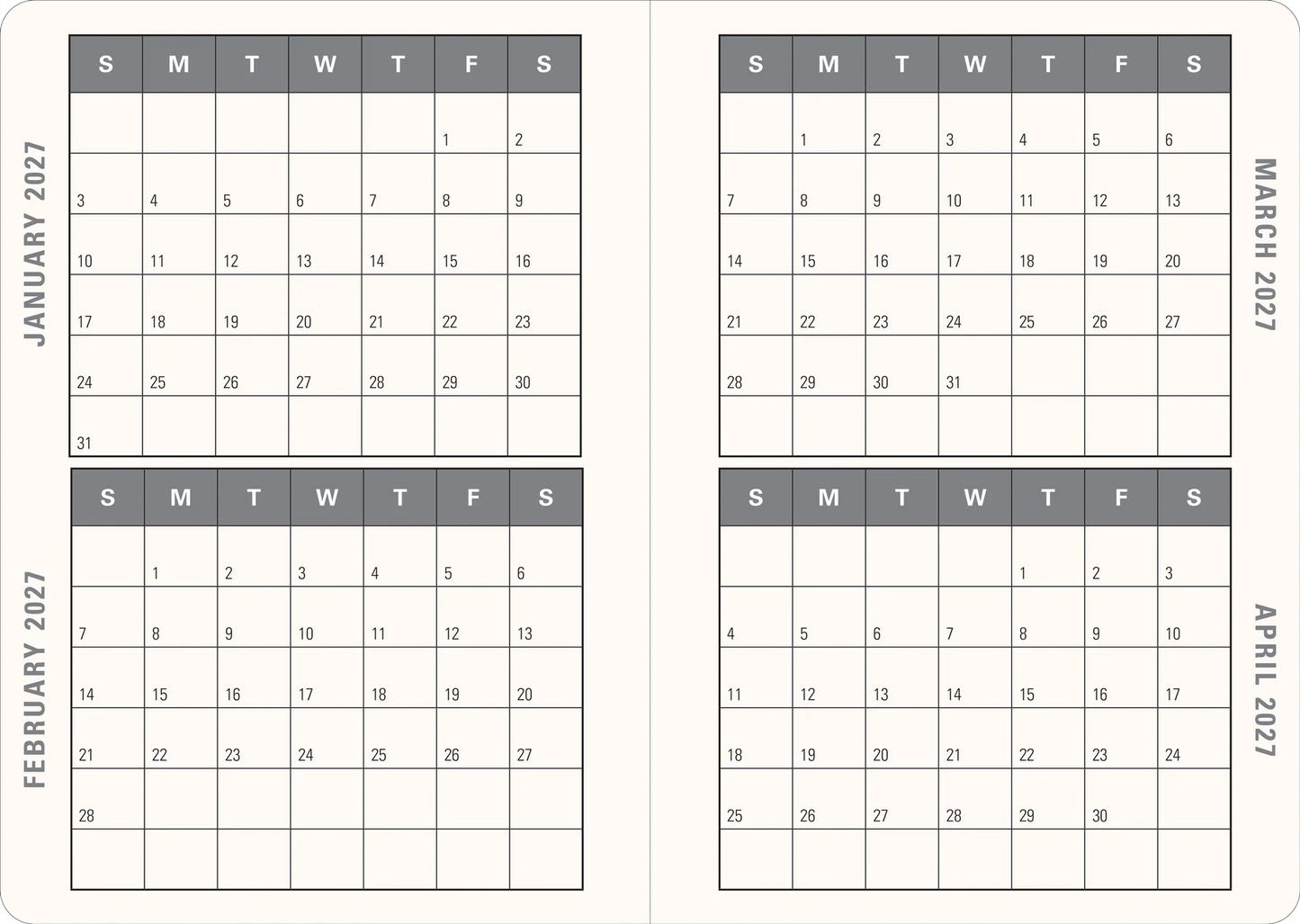 2027 Floral Watercolour Weekly Planner