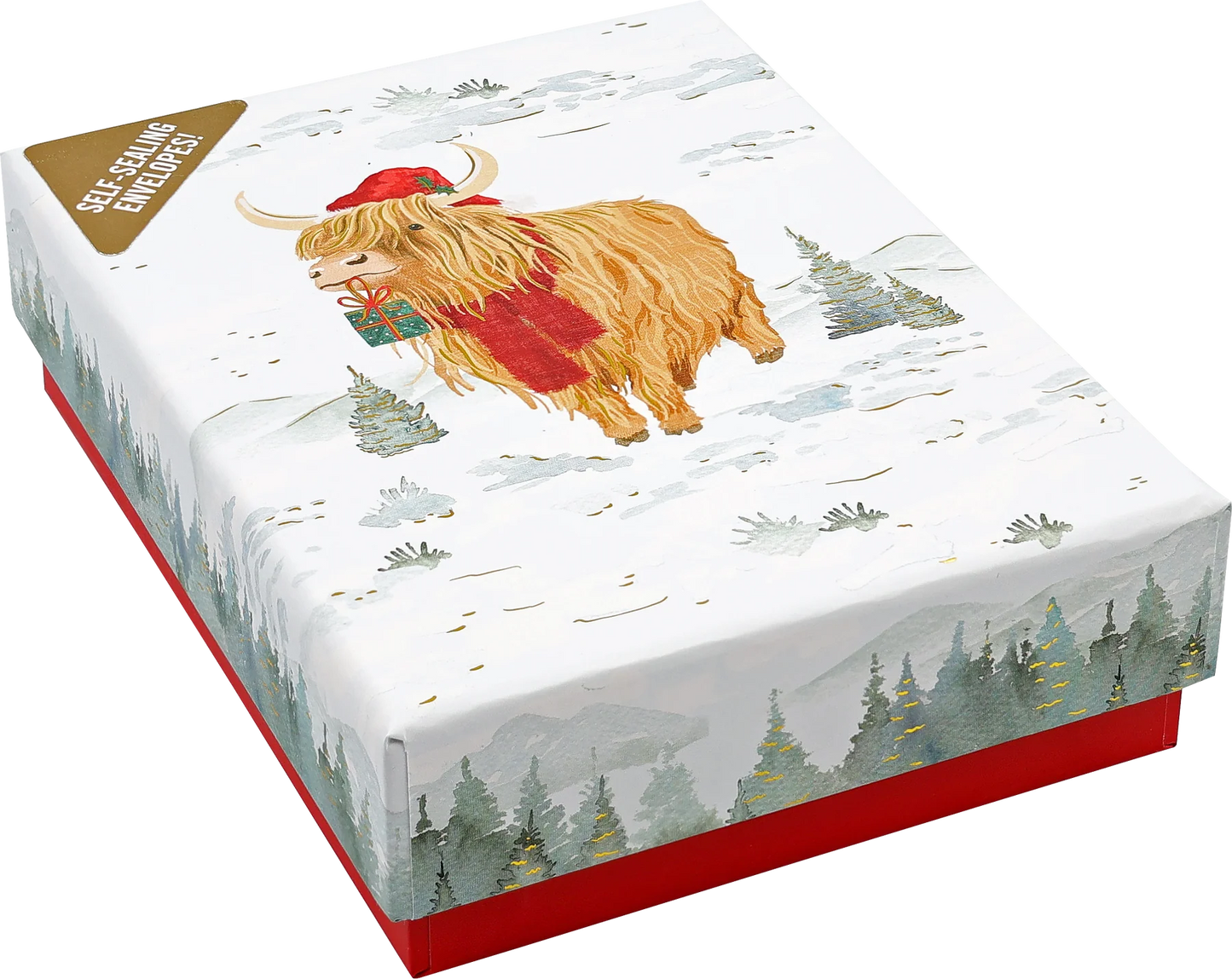Festive Highland Cow Small Boxed Holiday Cards