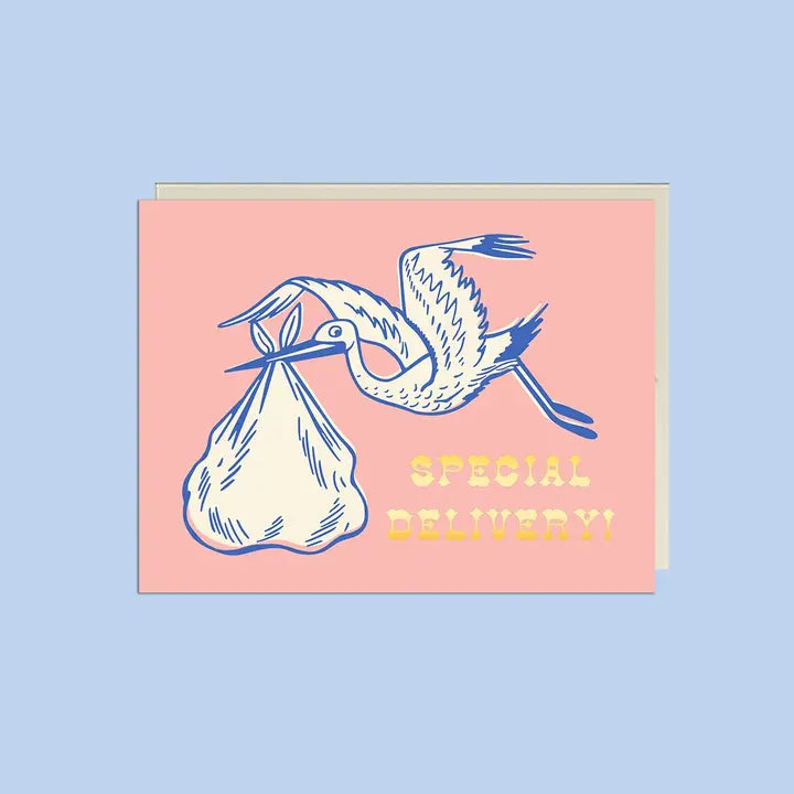 Special Delivery Stork Card Foil New Baby Card
