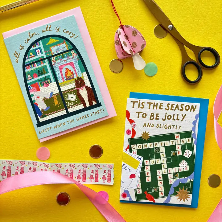 All Is Calm, All Is Cozy...Except When the Games Start Christmas Card