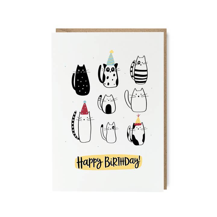 Cats in Party Hats Birthday Card