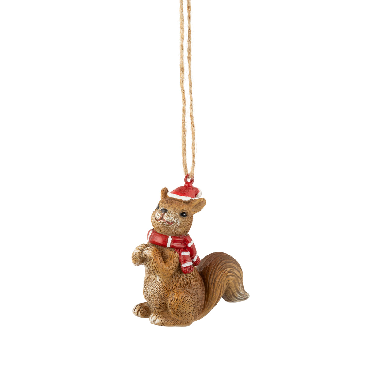 Painted Resin Squirrel Red Scarf Hat