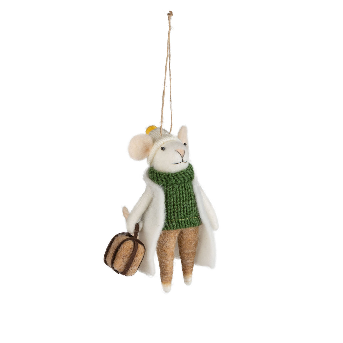 Felt Traveler Mouse With Suitcase Ornament