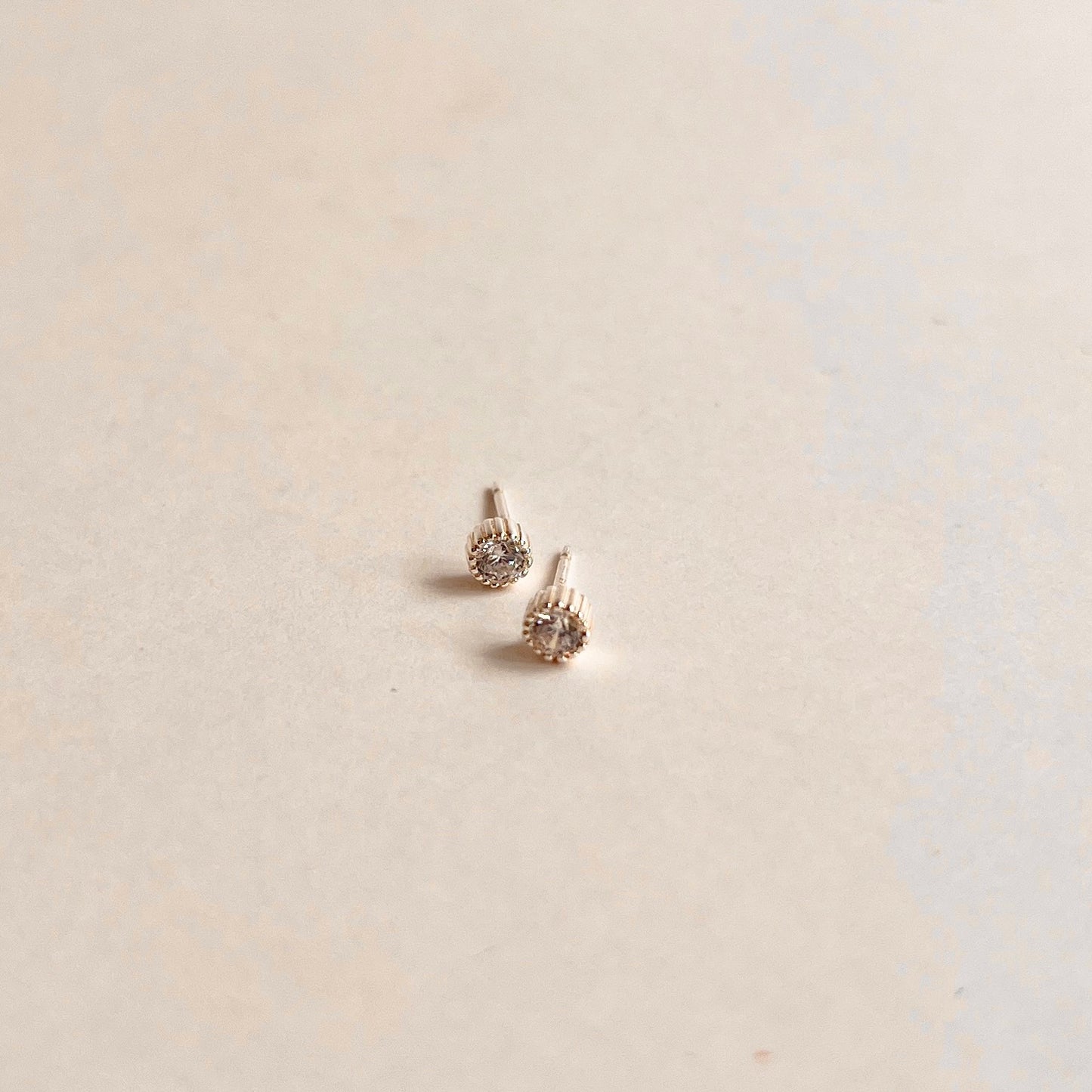 3 CZ Round Milgrain Edge Stud Earrings