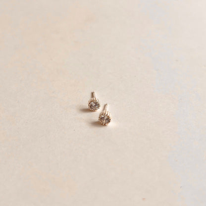 3 CZ Round Milgrain Edge Stud Earrings