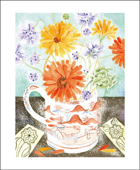 Marigolds And Scabious Card