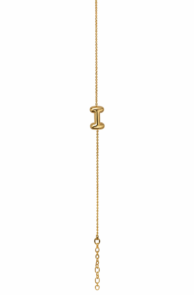 Initial Bracelet Letter I On Gold Chain