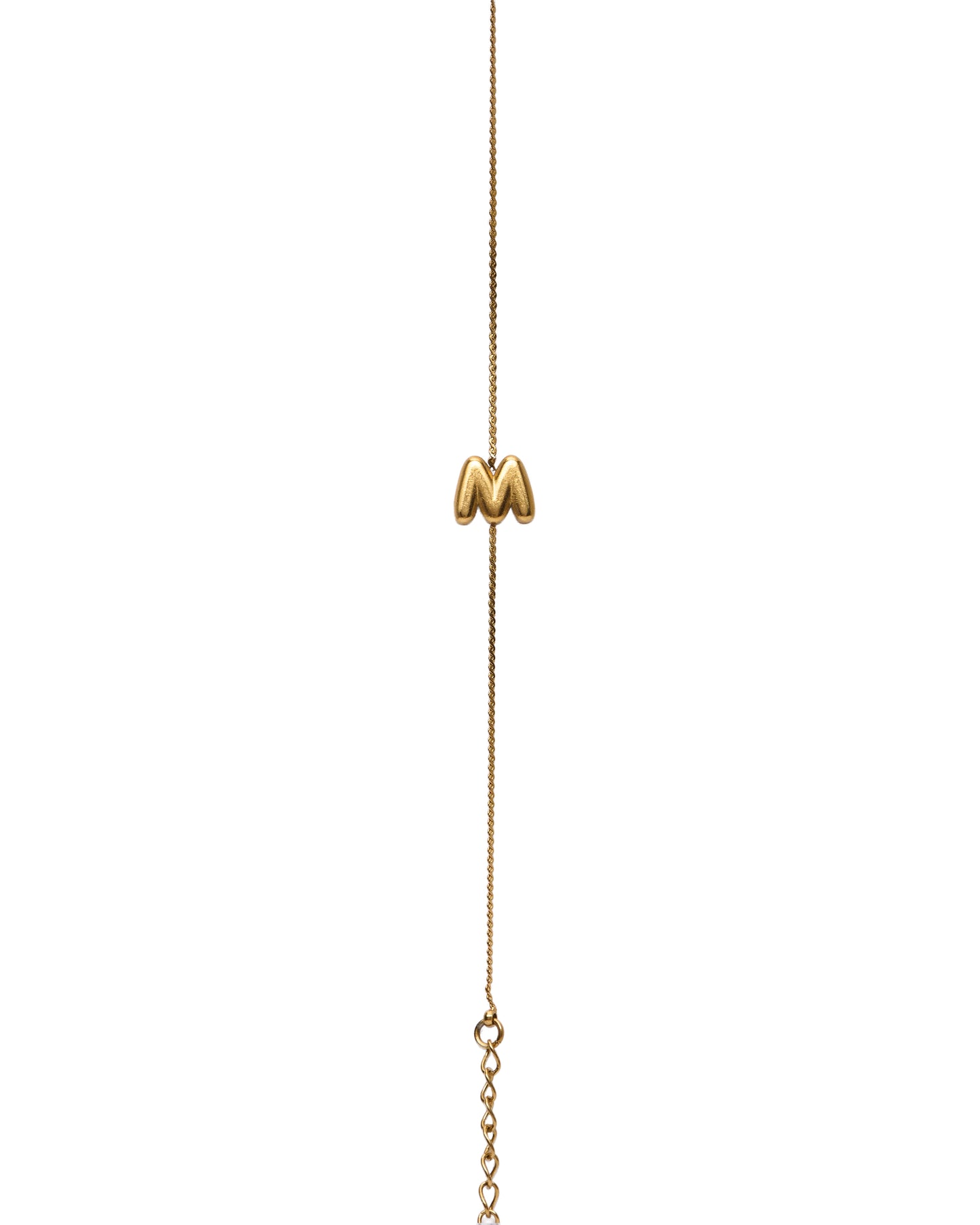 Initial Bracelet Letter M On Gold Chain