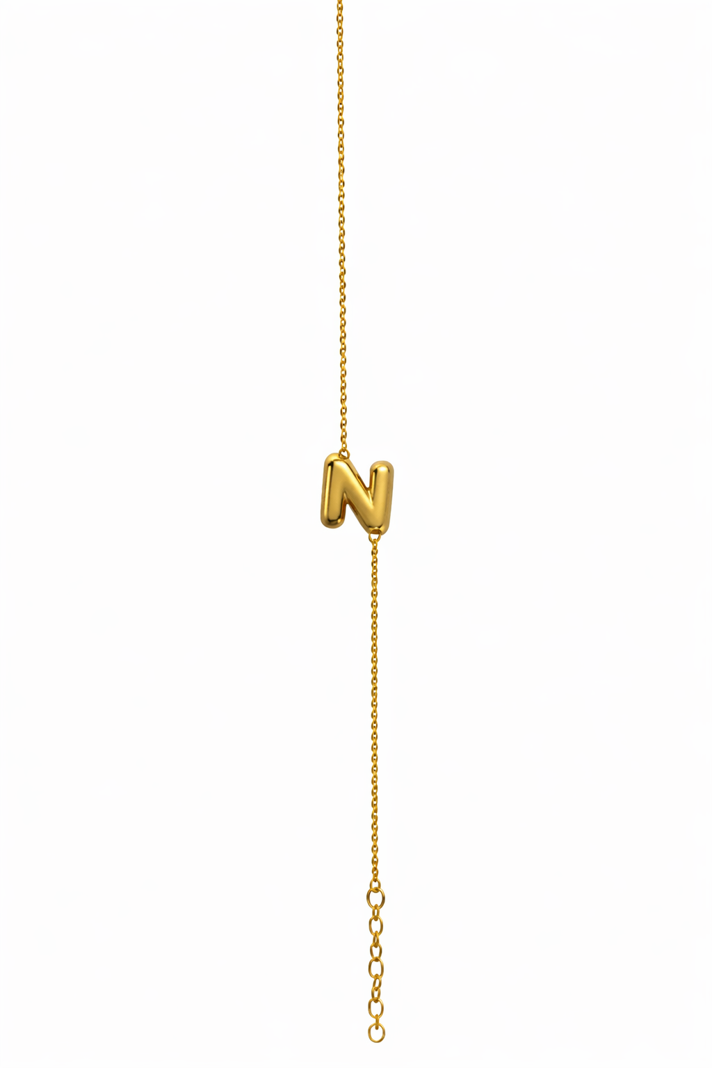 Initial Bracelet Letter N On Gold Chain