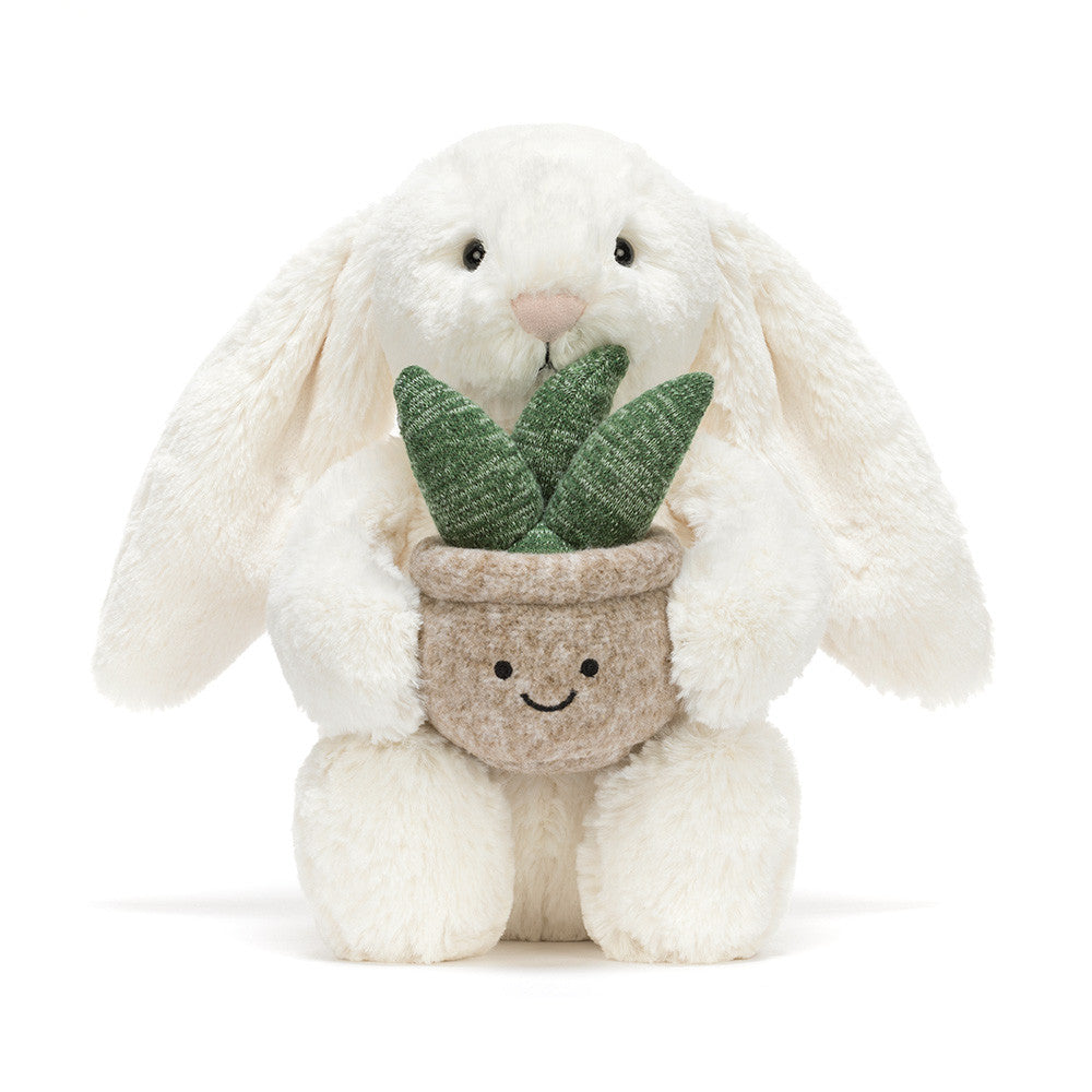 Cream Bunny With Plant Plush Toy