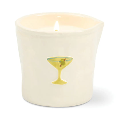 Bistro Imperfect White Ceramic Candle Martini 8oz