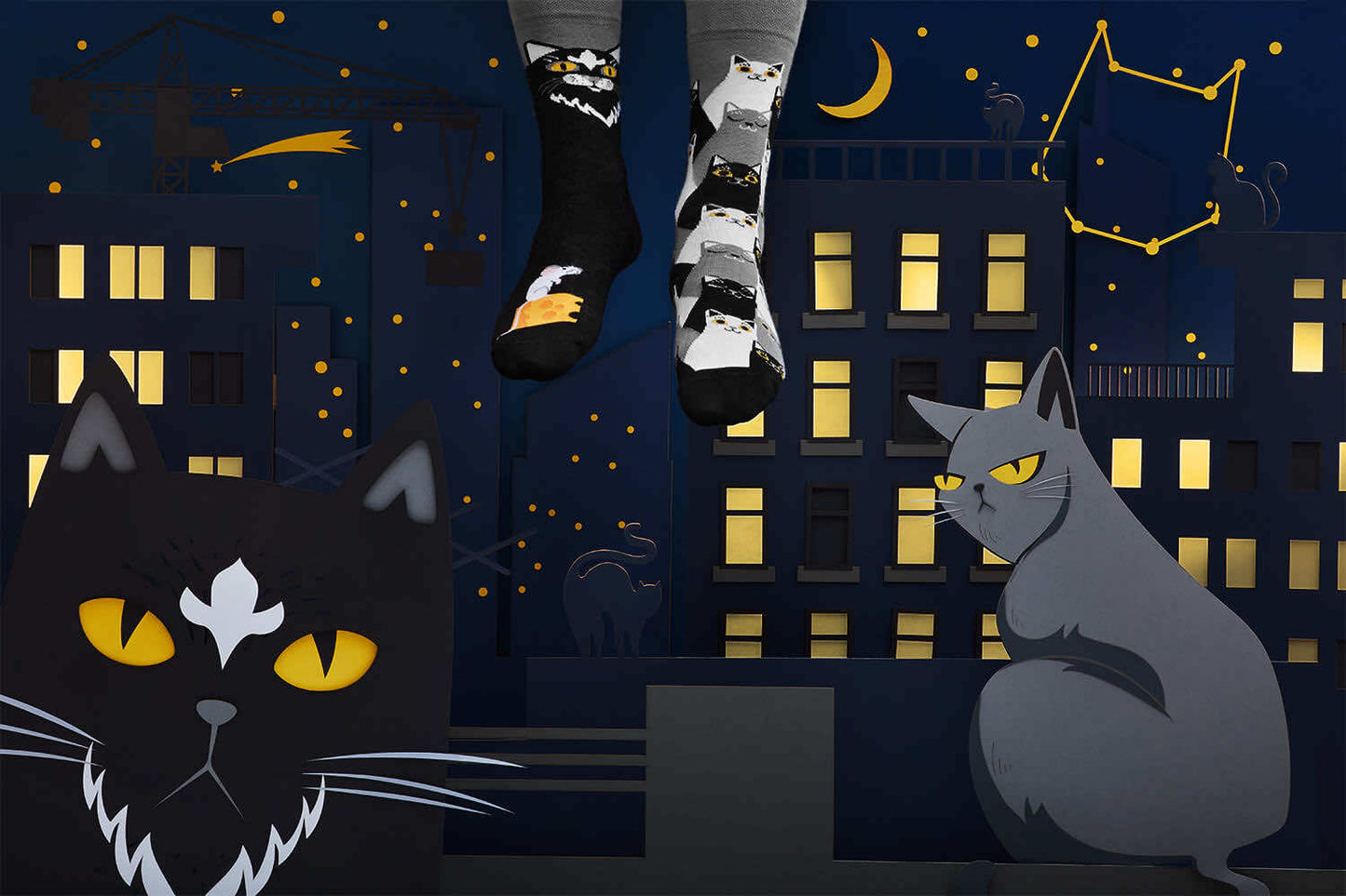 Black Cat Crew Socks